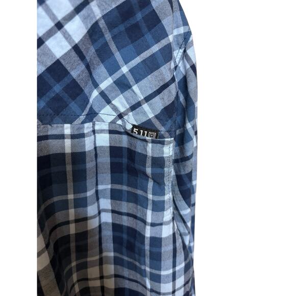 5.11 Tactical Blue Plaid Gunner Long Sleeve Snap Closure Shirt - Large - Picture 3 of 8